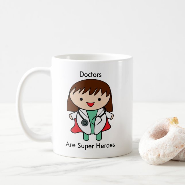 Caneca De Café Dra. Super Hero Rapariga Mulher Personaliza (Com Donut)
