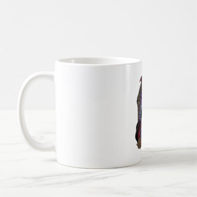 Caneca De Café Drácula de Halloween Lua Vermelha Morcegos Caveira (Esquerda)