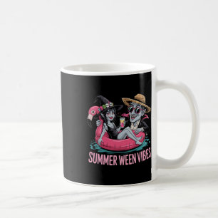 Caneca De Café Drácula Engraçada E Feiticeira Flutuam Halloween S
