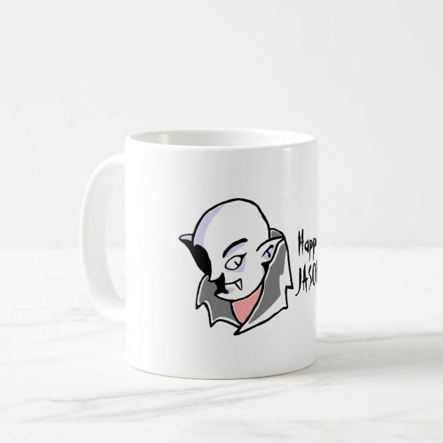 Caneca De Café Dracula Halloween desenhado pela mão (Frente Esquerda)