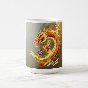 Caneca De Café Dragão Amarelo Dourado