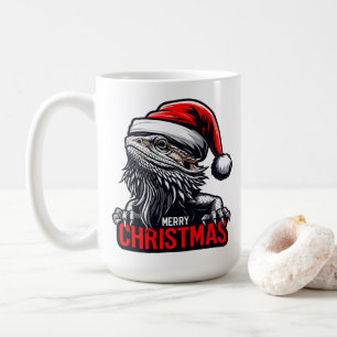 Caneca De Café Dragão Barbudo Xmas, Papais noeis Felizes de Natal