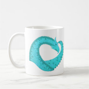 Caneca De Café Dragão cardíaco Verdigris em branco