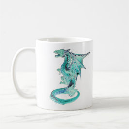 Caneca De Café Dragão Cerâmico Azul Céu Personalizável