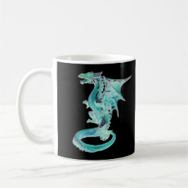 Caneca De Café Dragão Cerâmico Fantasia Azul Céu Personalizável