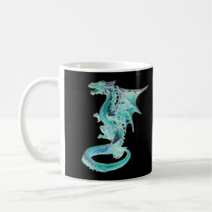 Caneca De Café Dragão Cerâmico Fantasia Azul Céu Personalizável