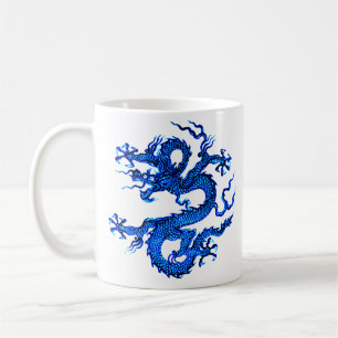 Caneca De Café Dragão Chinês, Lâmina de Café Azul Indigo