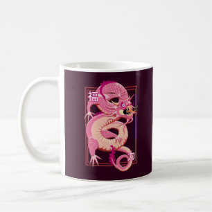 Caneca De Café Dragão Chinês Rosa