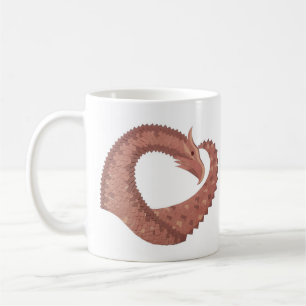 Caneca De Café Dragão-coração castanho em branco