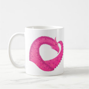 Caneca De Café Dragão-coração rosa-quente em branco