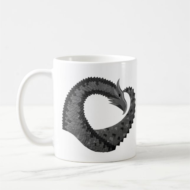 Caneca De Café Dragão de coração negro em branco (Esquerda)