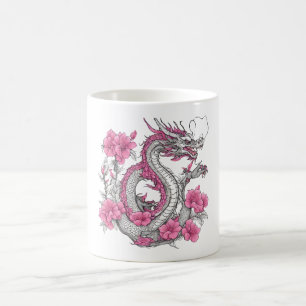 Caneca de Café Dragão de Flor