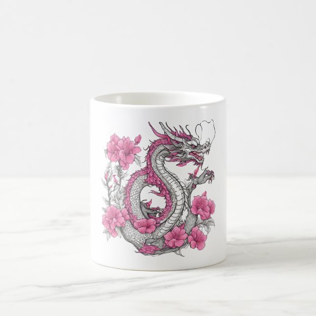 Caneca de Café Dragão de Flor (Centro)