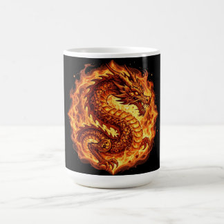 Caneca De Café Dragão de Fogo Laranja Flamejante Presente para ho