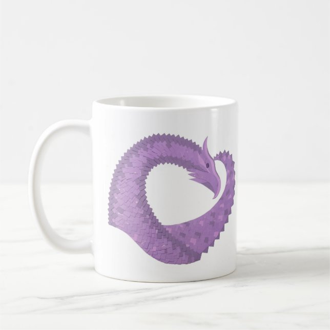 Caneca De Café Dragão do coração roxo lavanda em branco (Esquerda)