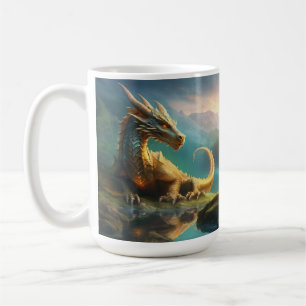 Caneca De Café Dragão Dourado