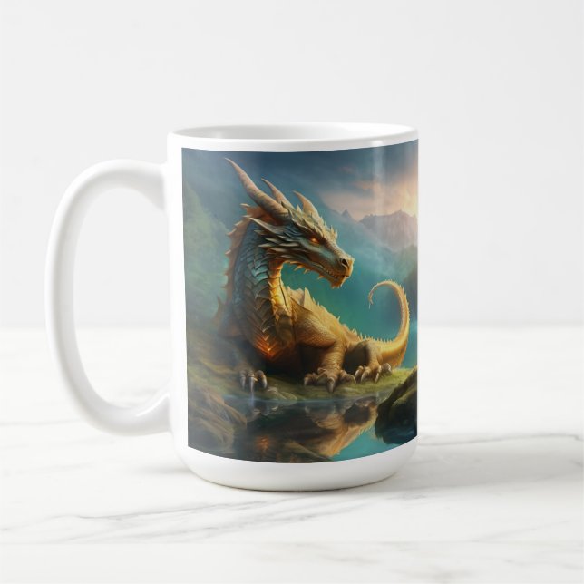 Caneca De Café Dragão Dourado (Esquerda)