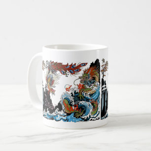 Caneca De Café Dragão e Feng Huang. Ilustração de Insima