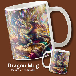 Caneca De Café Dragão Fantasia com Livro & Café em sua Toca