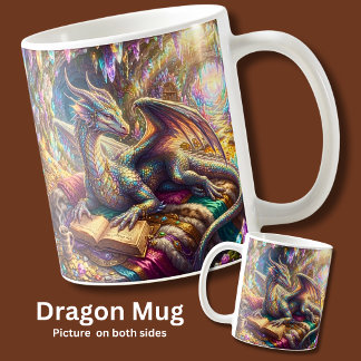 Caneca De Café Dragão Fantasia com Livro & Café em sua Toca