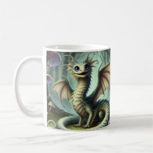 Caneca De Café Dragão Jabberwocky Fofo Arte de Criatura de Fantas