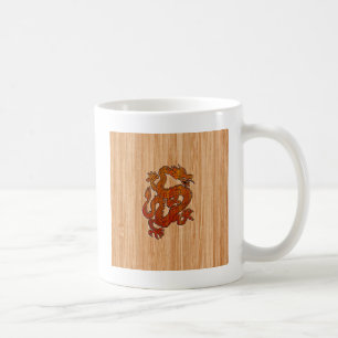Caneca De Café Dragão oriental vermelho no estilo de bambu