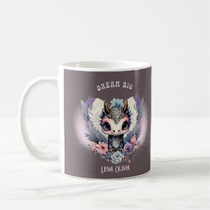 Caneca De Café Dragão Pequeno "Dream Big", branco rosa