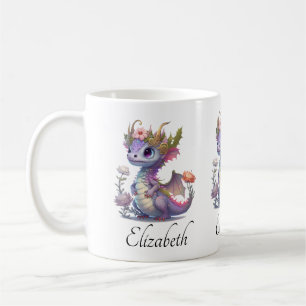 Caneca De Café Dragão Roxo com Coroa Elegante