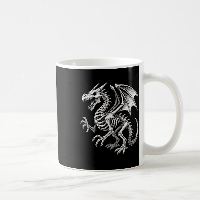 Caneca De Café Dragão Skeleton Halloween Fantasy Meninas Crianças (Direita)