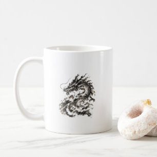 Caneca De Café Dragão Sumi-e Japonês