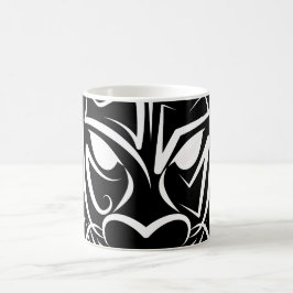 Caneca De Café Dragão Tribal Negro e Branco