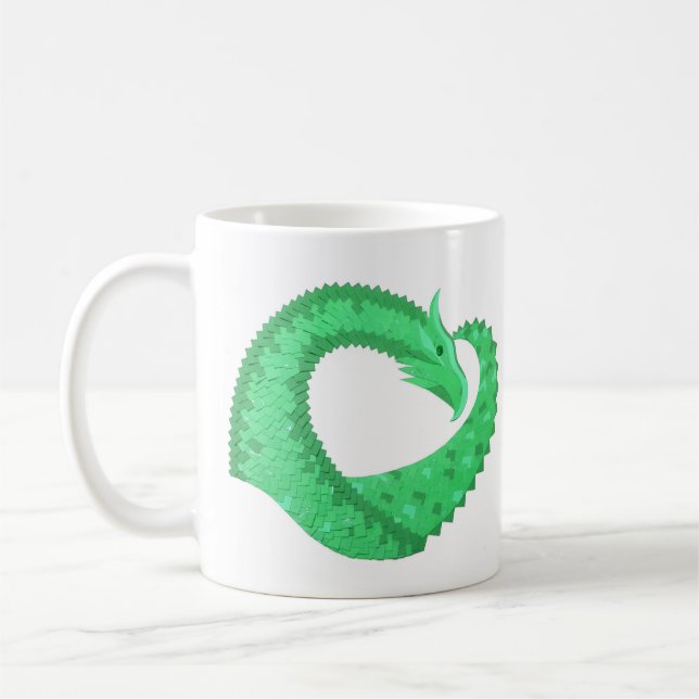 Caneca De Café Dragão verde no branco (Esquerda)