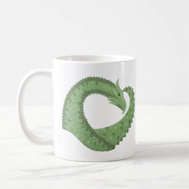 Caneca De Café Dragão verde-oliva em branco (Esquerda)