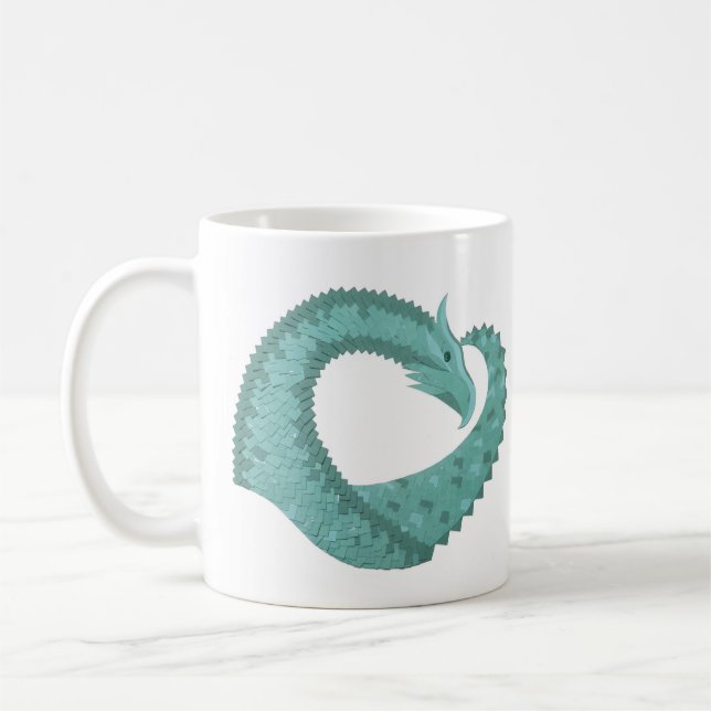 Caneca De Café Dragão verde-sábado em branco (Esquerda)