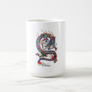 Caneca De Café Dragão vermelho oriental legal com tatuagem da