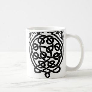 Caneca De Café Dragões celtas do nó - preto & branco