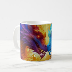 Caneca De Café Dragões Coloridos no Amor
