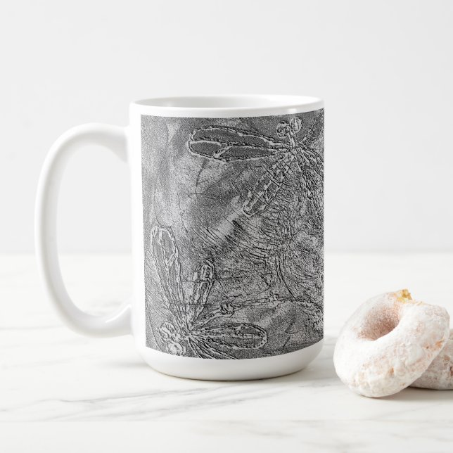 Caneca De Café Dragões Em Forma De Silver Metálico (Com Donut)