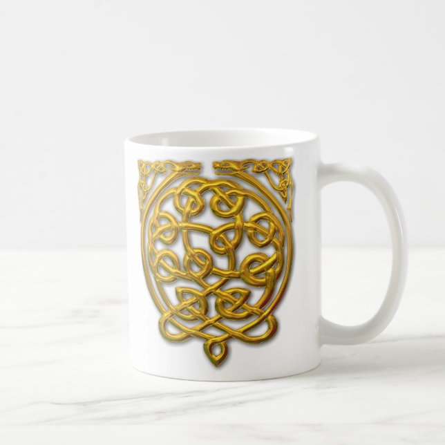 Caneca De Café Dragões-Nó Celta - Dourado (Direita)