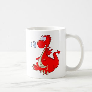 Caneca De Café Dragon302 RED CARTOON DRAGON CUTE FELIZMENTE KIDS 