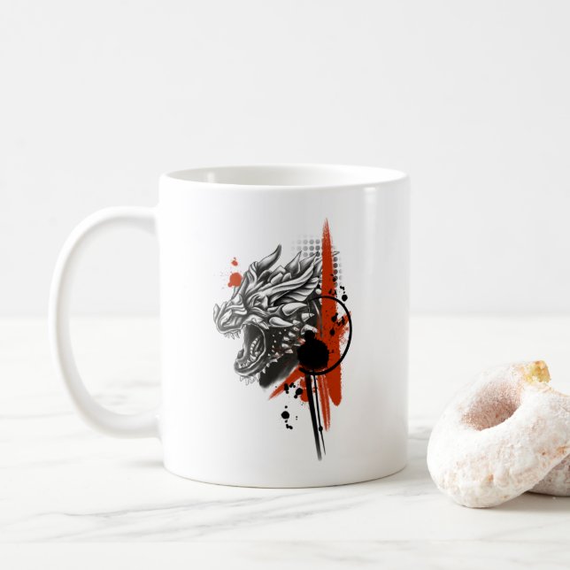 Caneca De Café Dragon Face Trash Polka (Com Donut)