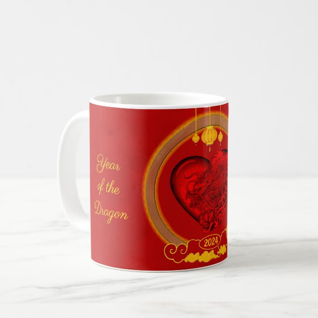 Caneca De Café Dragon Heart, ano do dragão (Frente Esquerda)