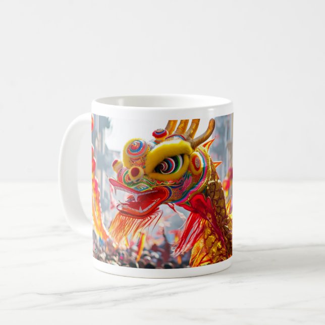 Caneca De Café Dragon Parade - Design 1 (Frente Esquerda)