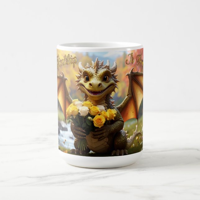Caneca De Café Dragon with yellow roses. 15-ounce mug (Centro)