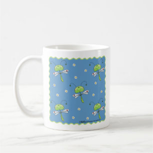 Caneca De Café Dragonflies e Daisies
