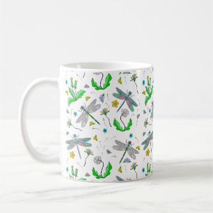 Caneca De Café Dragonflies e Dandelions