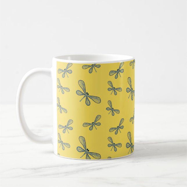 Caneca De Café Dragonfly com belo fundo amarelo (Esquerda)