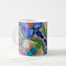 Caneca De Café Dragonfly Garden Abstrato Floral