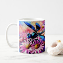 Dragonfly Impressionista Em Disias Rosa Floral