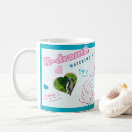 Caneca De Café Drama 3 Foto Collage tipografia coreana assistindo